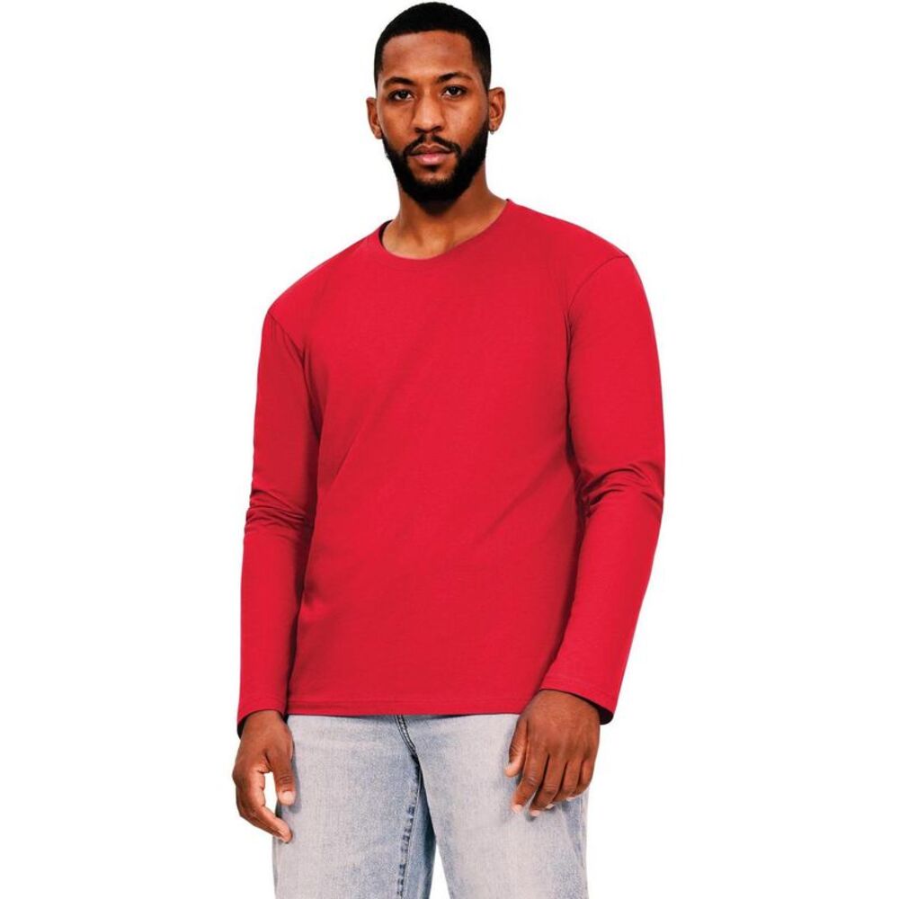 Casual Classic Mens Ringspun Cotton Long-Sleeved T-Shirt / Red